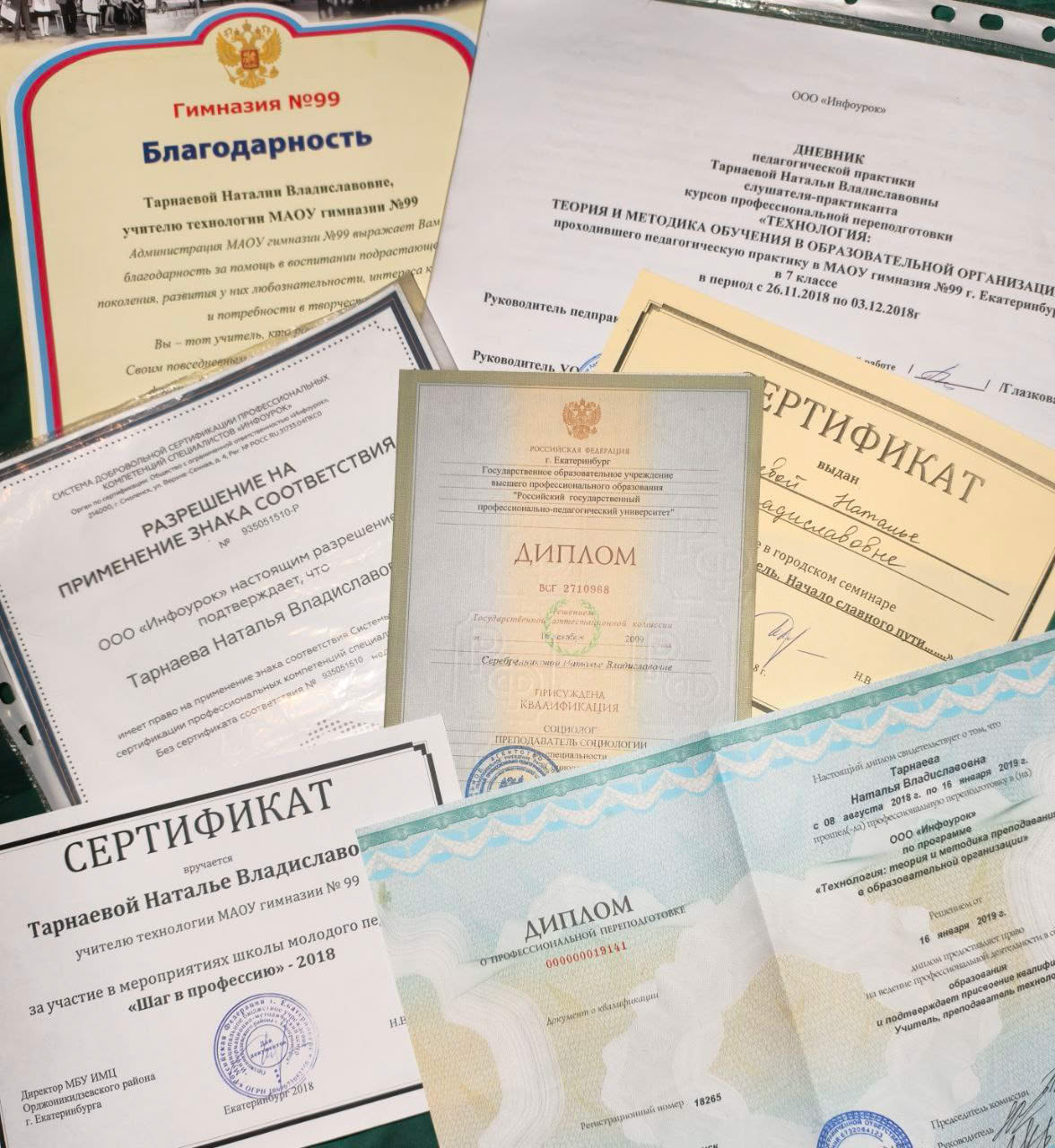 Дипломы преподавателя